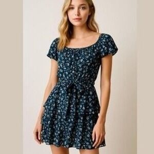 Ralph Lauren Navy Blue Floral Mini Dress